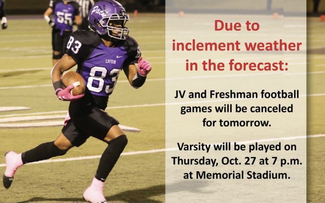 Panthers’ varsity football game moved to Thursday night; JV, freshmen games canceled