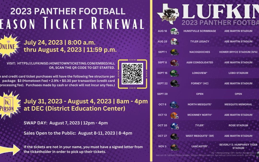Lufkin Panthers football season ticket renewals start soon!