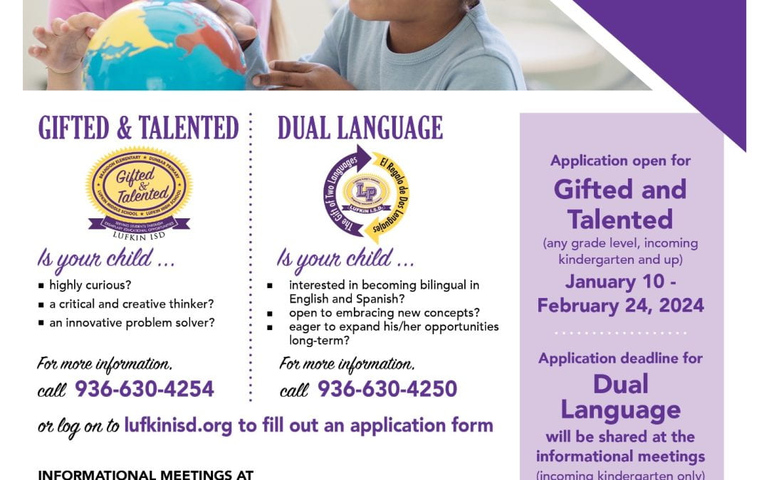 Interested in Gifted & Talented or Dual Language for your child?