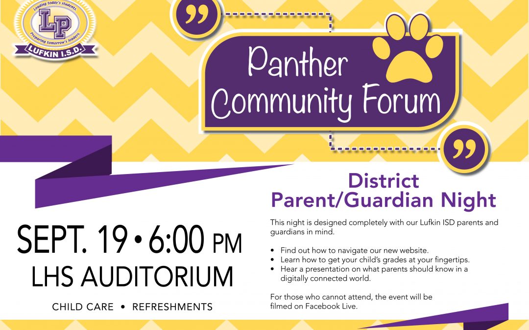 Panther Community Forum is tonight in LHS auditorium
