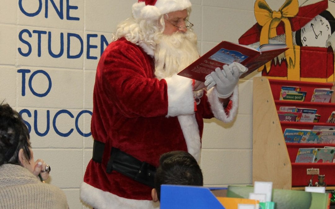 Santa visits the HOSTS reading lab at Brandon Elementary