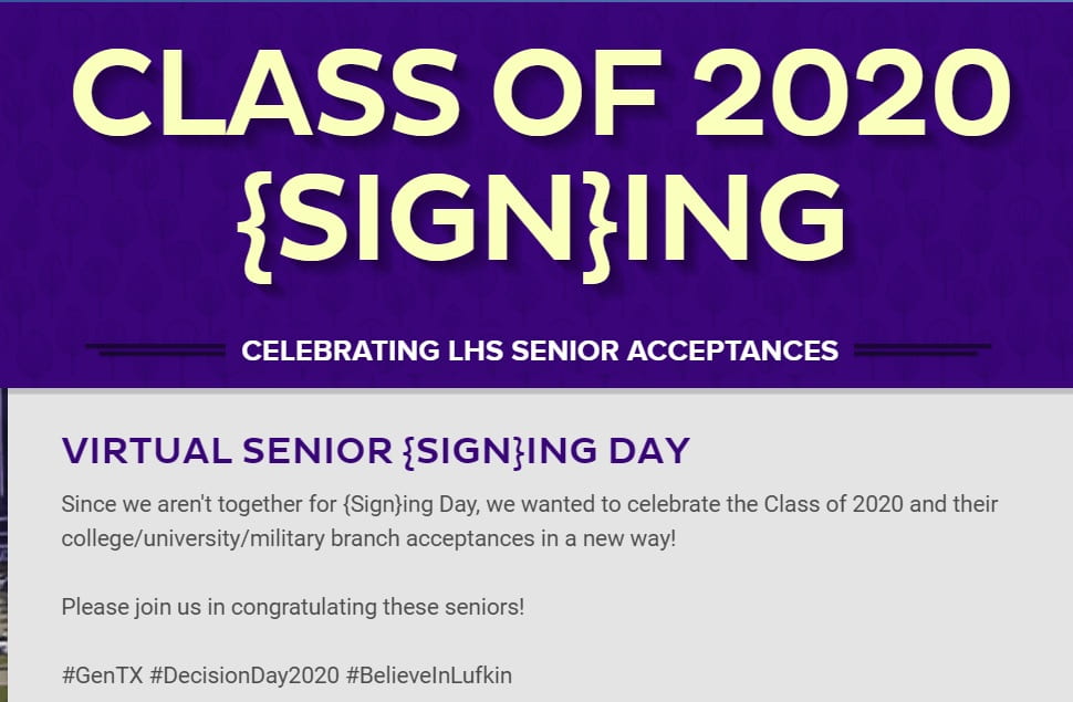 LHS Class of 2020 Virtual  Senior {Sign}ing