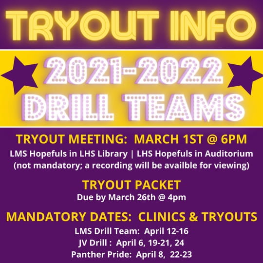 LMS, LHS drill team tryout meetings scheduled