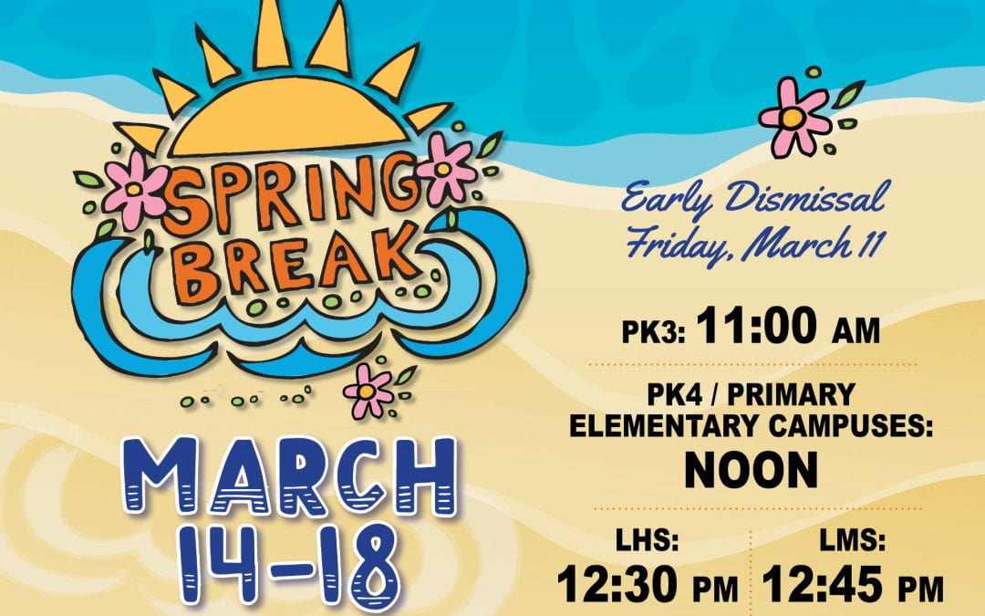 Enjoy Spring Break next week and early release on Friday!