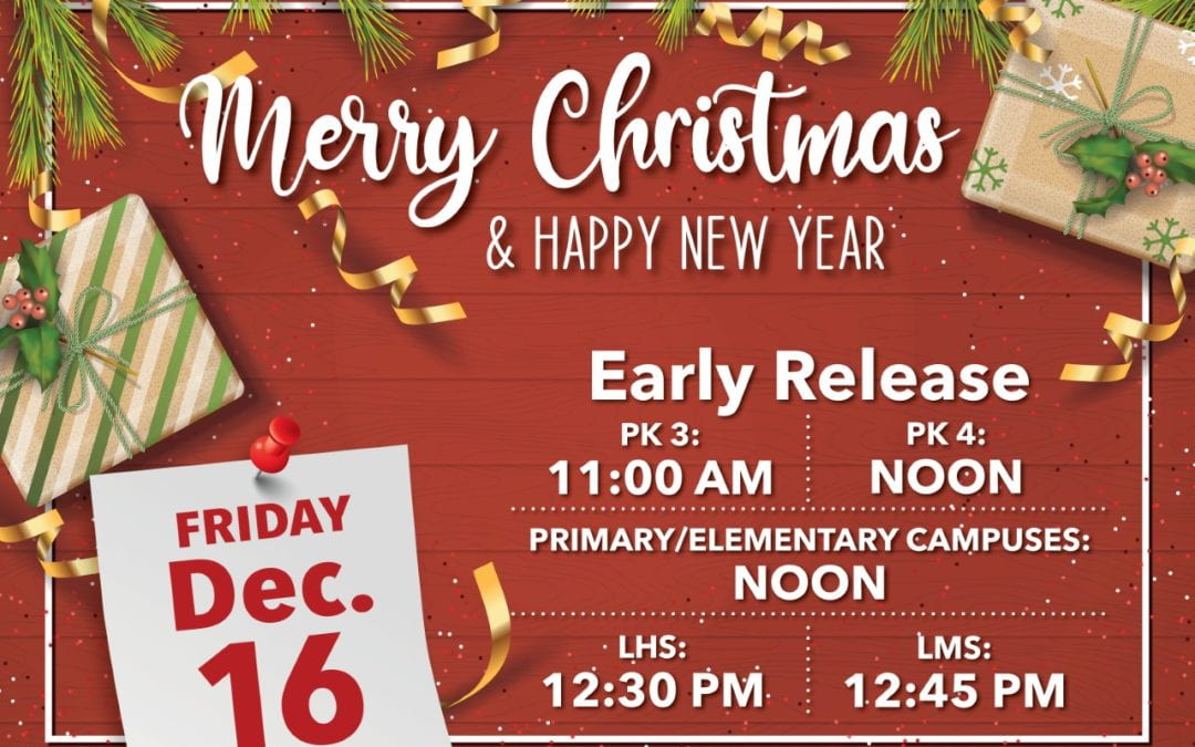 Early release on Friday for Christmas break