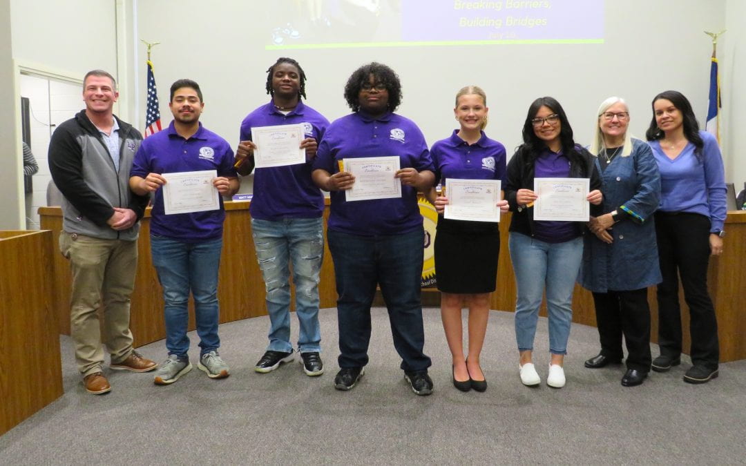ECHS students, Dress for Success Club present to the Lufkin ISD Board of Trustees